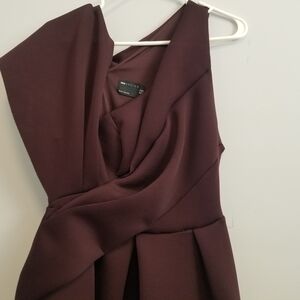 ASOS Red Asymmetrical One Shoulder Sheath Dress V-neck